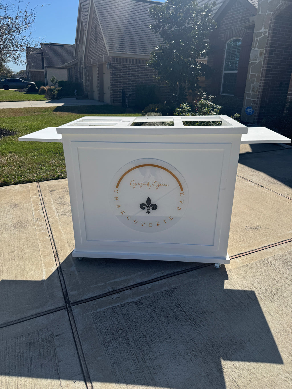 Foldable Charcuterie Cart with Side Shelves and Wheels