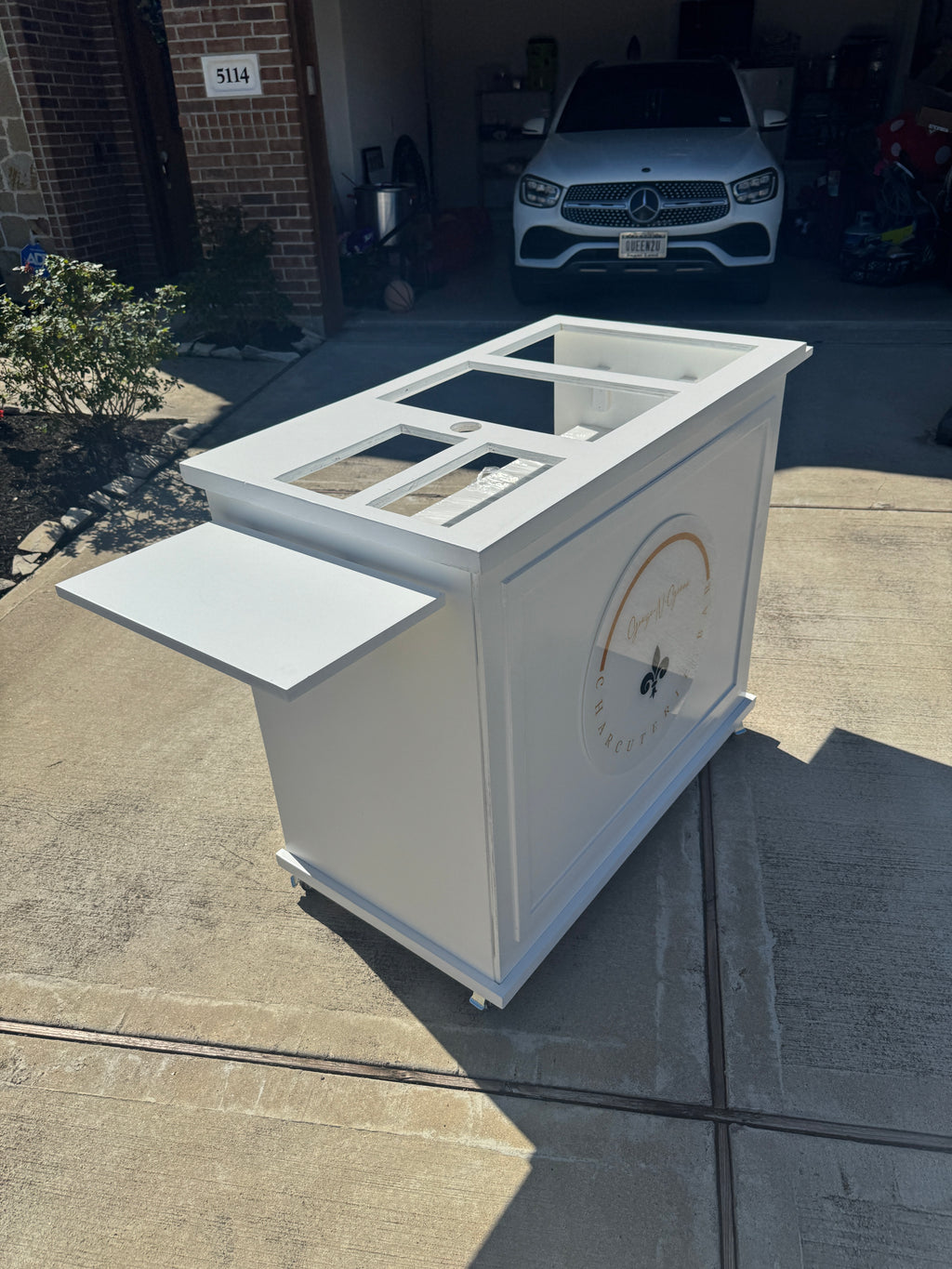 Foldable Charcuterie Cart with Side Shelves and Wheels