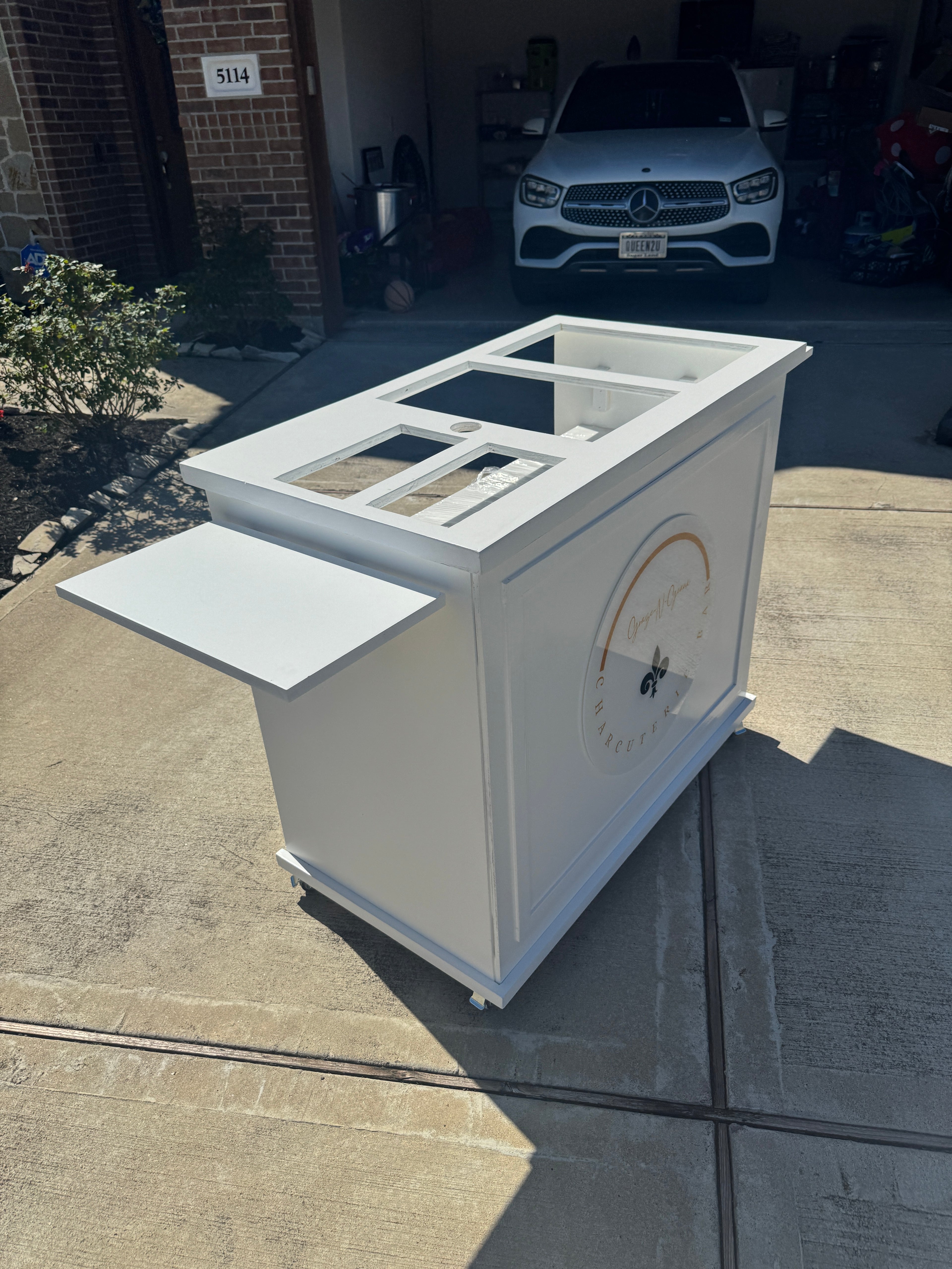 Foldable Charcuterie Cart with Side Shelves and Wheels