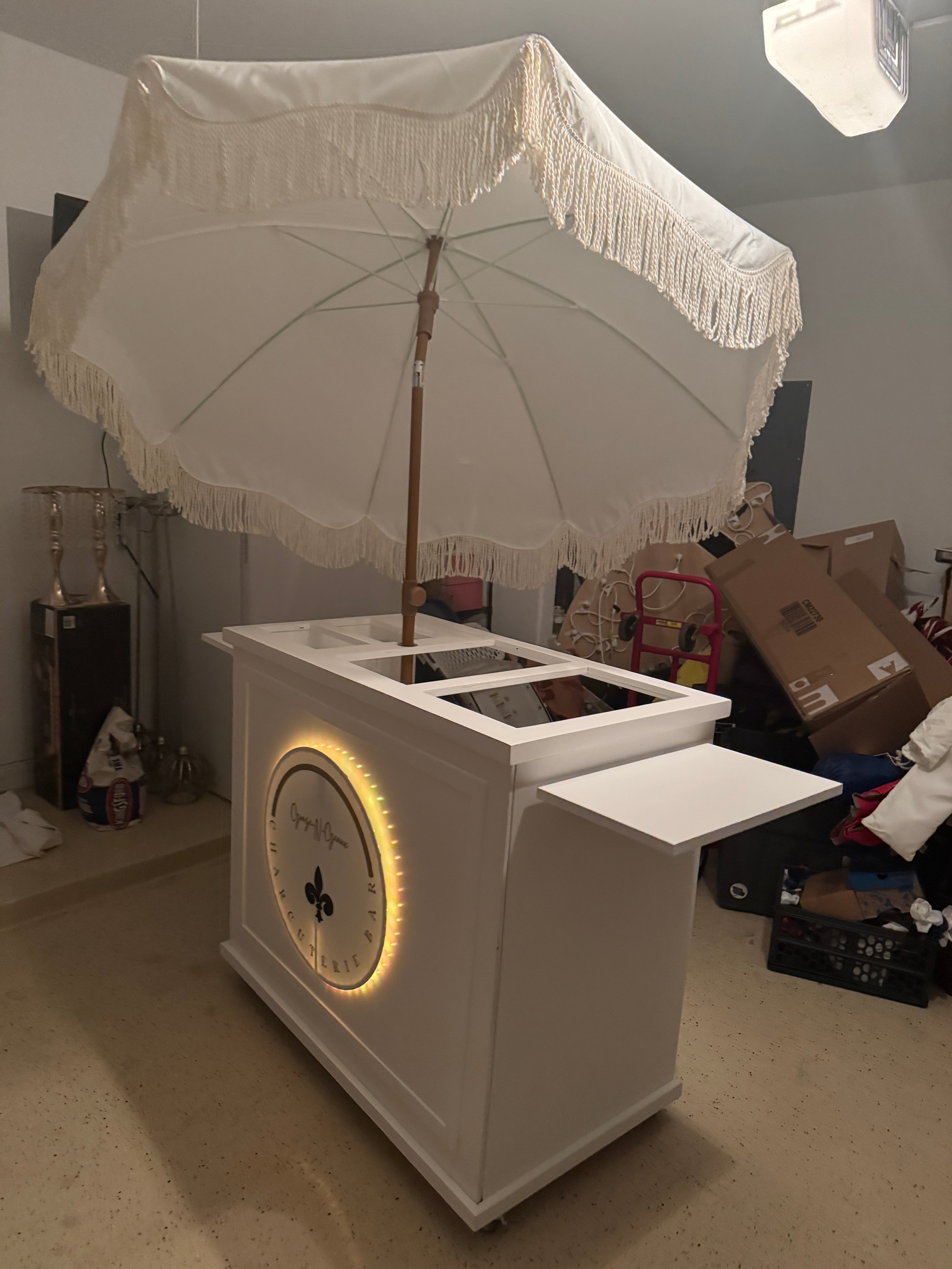 Foldable Charcuterie Cart with Side Shelves and Wheels