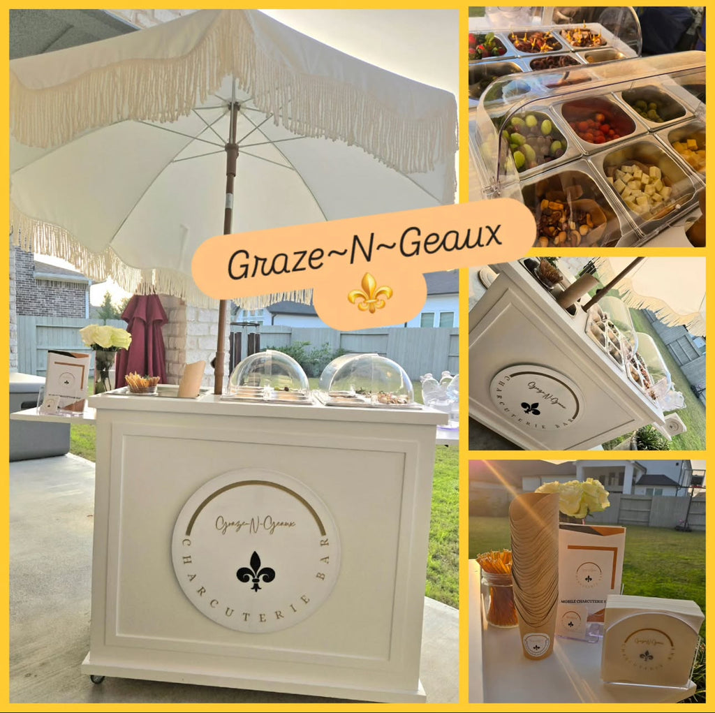 Foldable Charcuterie Cart with Side Shelves and Wheels
