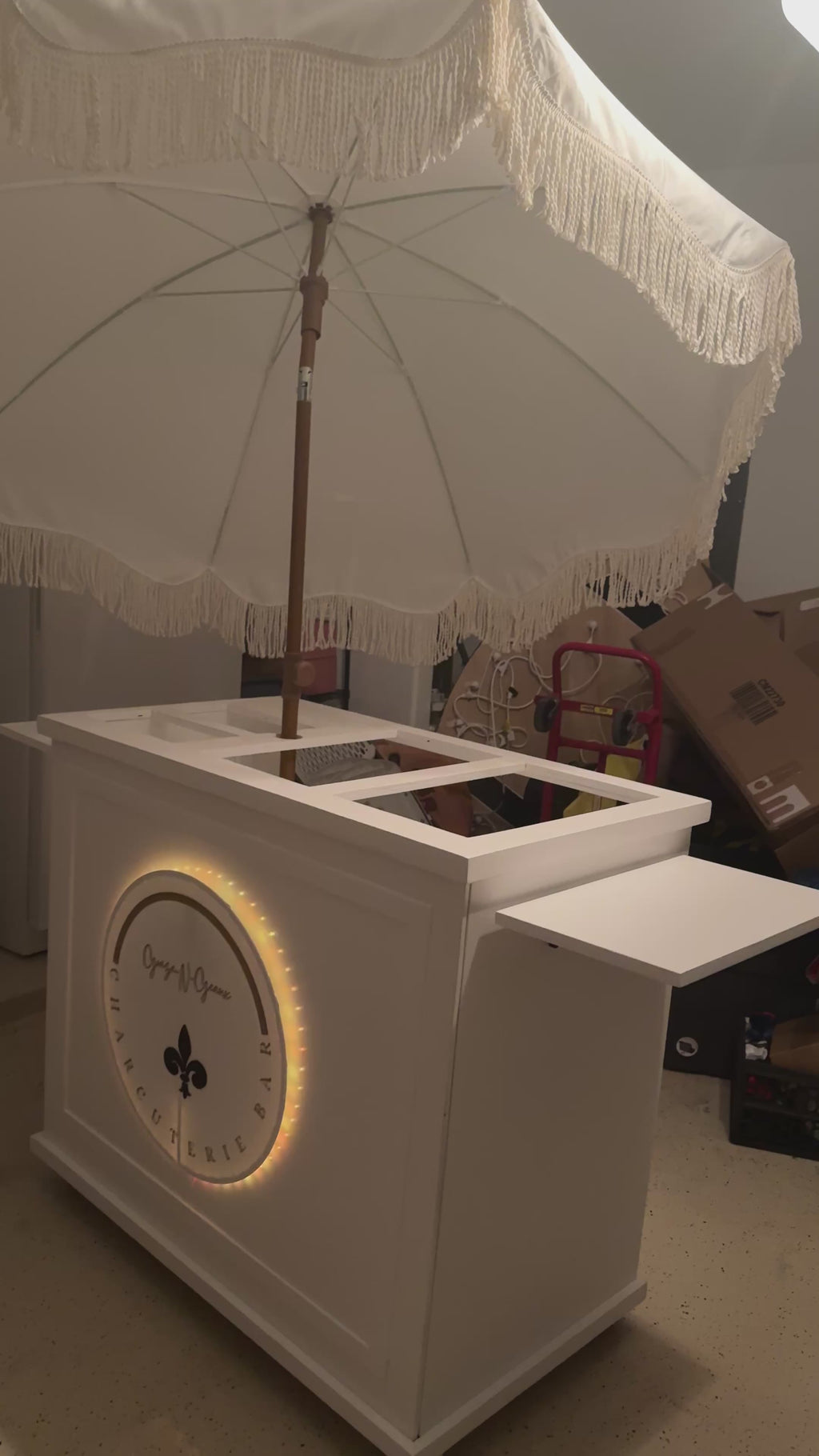 Foldable Charcuterie Cart with Side Shelves and Wheels