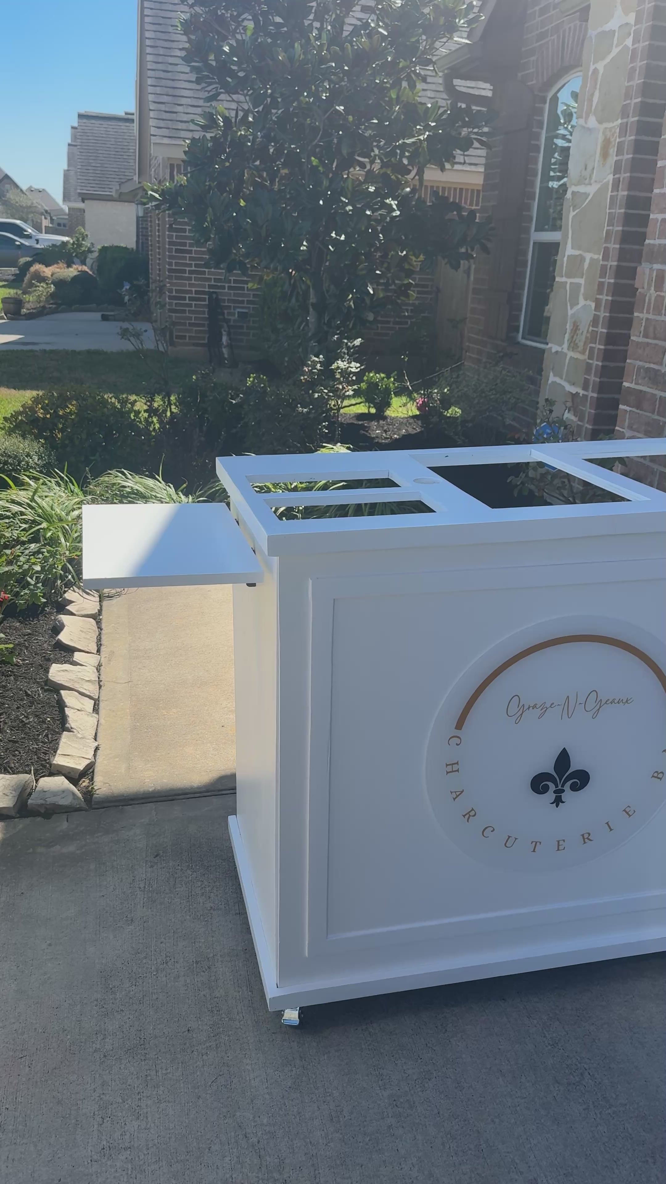 Foldable Charcuterie Cart with Side Shelves and Wheels